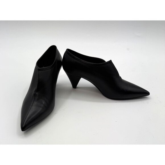 M. Gemi Alania Black Italian Leather Pointed Toe Heeled Shoes Size 7.5 or EU 38 - Picture 2 of 14